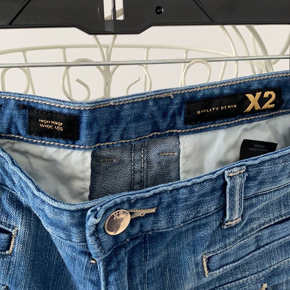 EXPRESS X2 High Waisted Wide Leg Flare Jeans - Picture 9 of 15